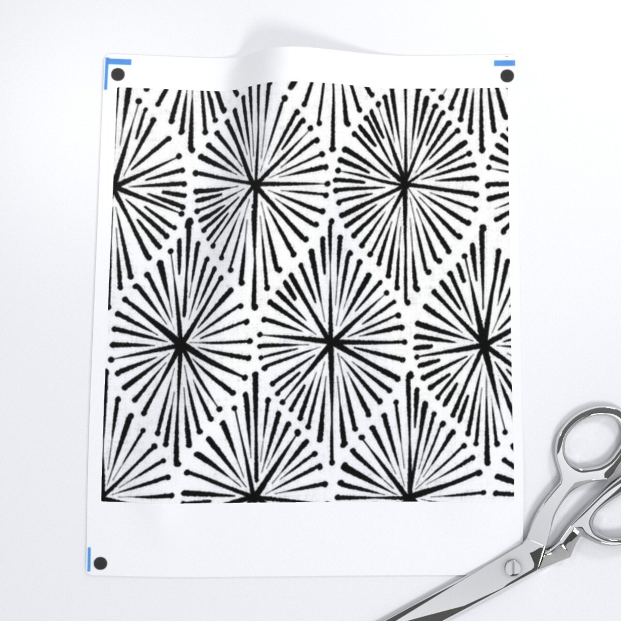 Modern Geometric Ink Black Boho Ogee Midcentury Block Print Custom Printed Fabric by Spoonflower Various Fabrics by the Yard or Fat Quarter